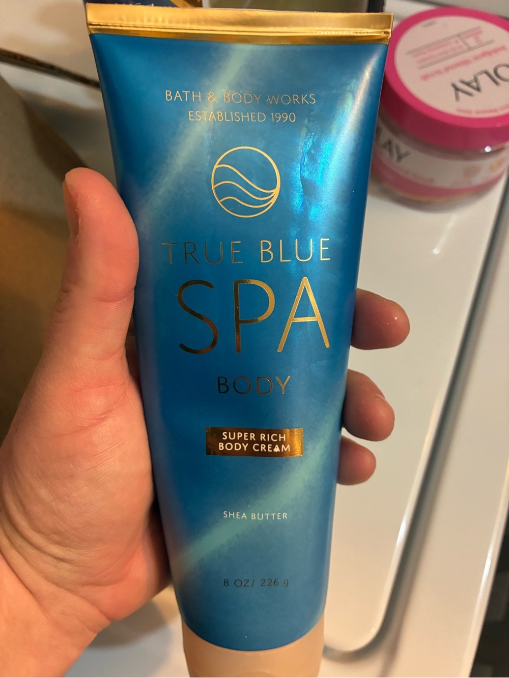 Bath & Body Works True Blue Spa Body Cream - Blue & Gold Accents